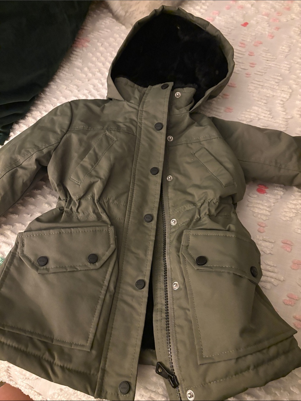 Urban Republic Olive Green Hooded Puffer Coat for Kids